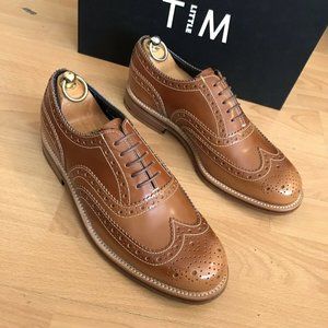 Grenson Tim Little Bumble BEE Tan Leather Brogue Shoes